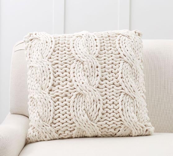 Pottery Barn Colossal Handknit Pillow Covers neutral throw pillows