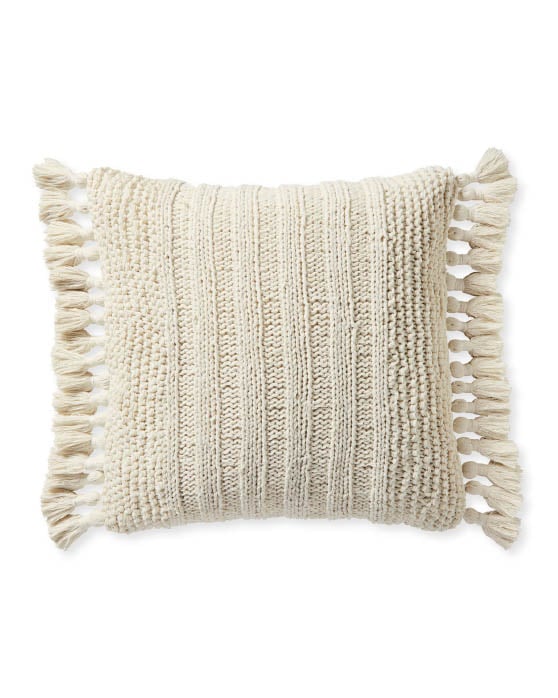 Serena and Lily Sequoia Pillow Cover Ivory knit tassels neutral throw pillows