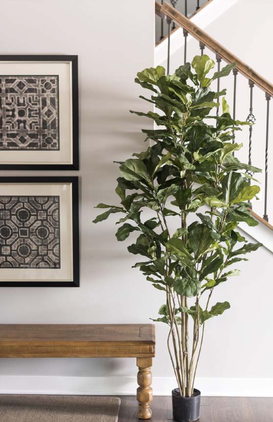 Wade Logan Artificial Potted Fiddle Leaf Fig Tree in Pot faux fiddle leaf fig trees