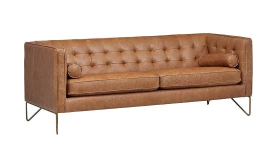 Amazon Brand – Rivet Brooke Contemporary Mid-Century Modern Tufted Leather Sofa Couch, 82W modern leather sofas