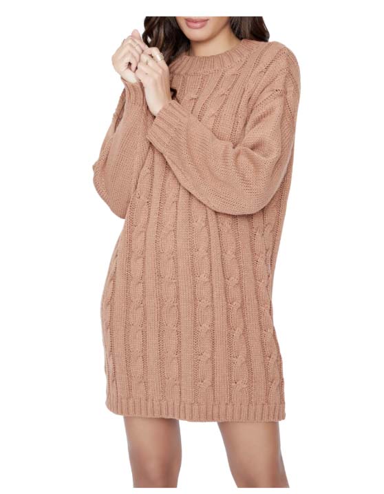Lost + Wander Staycation Sweater Minidress Tan best sweater dresses fall