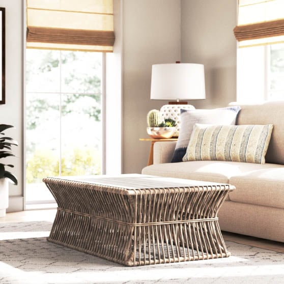 Mistana Locke Solid Wood Solid Coffee Table rattan coffee tables