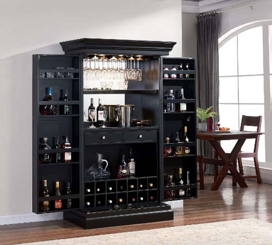 Pottery Barn Melinda 43" Bar Cabinet Black modern bar cabinets