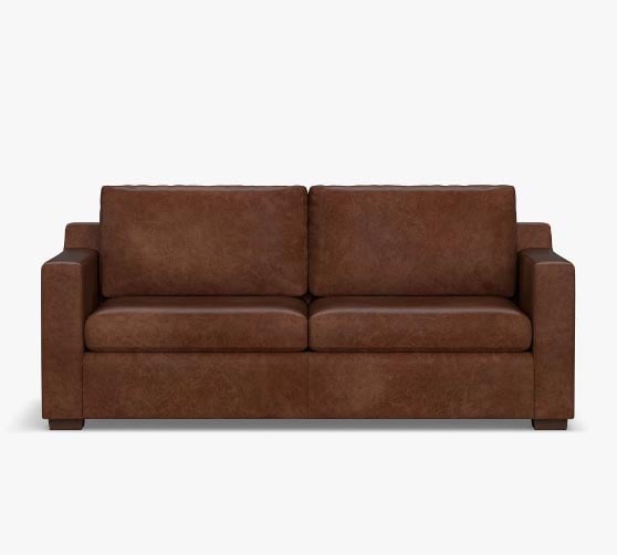 Pottery Barn Shasta Square Arm Leather Sofa modern leather sofas