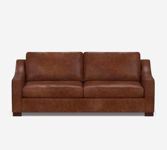Pottery Barn Turner Slope Arm Leather Sofa modern leather sofas
