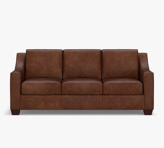 Pottery Barn York Slope Arm Leather Sofa modern leather sofas