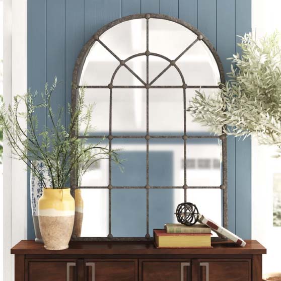 Rosalind Wheeler Peggie Cottage Accent Mirror best arched mirrors