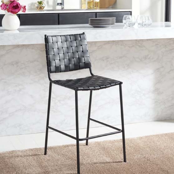 AllModern Alden Counter Stool Black woven leather counter stools