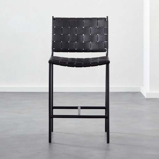 CB2 WOVEN BLACK LEATHER COUNTER STOOL best woven leather counter stools