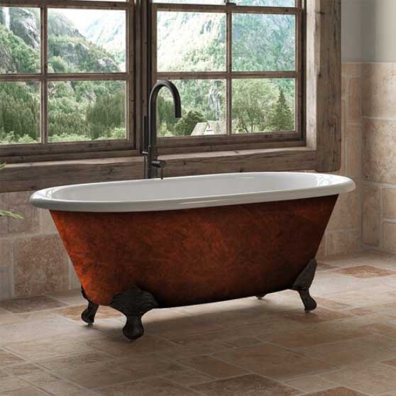 Cambridge Plumbing Cast Iron Clawfoot 60'' x 30'' Freestanding Soaking Bathtub Copper Bronze best clawfoot bathtubs