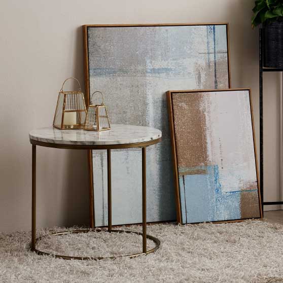 Mercer41 Carbone Frame End Table gold best faux marble side tables