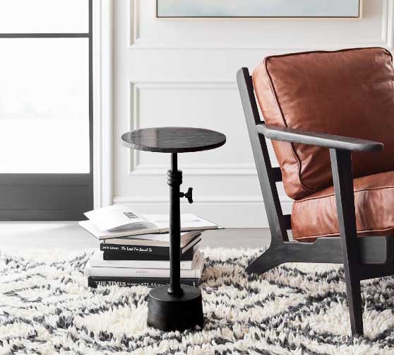 Pottery Barn Melvin 12" Marble Adjustable Accent Table best marble side tables