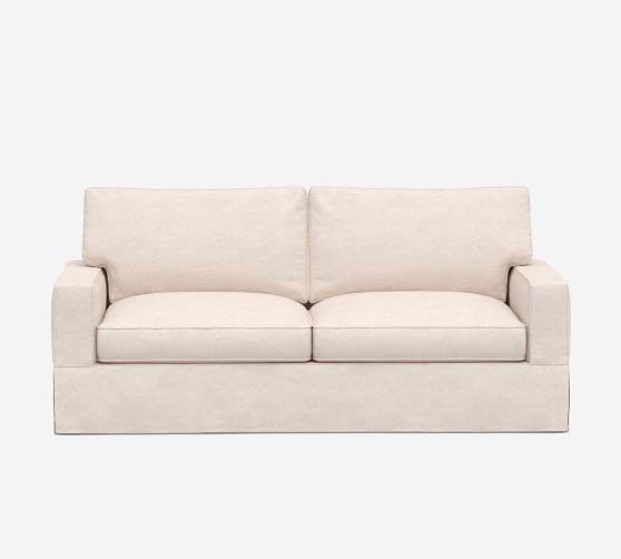 Pottery Barn PB Comfort Square Arm Slipcovered Sleeper Sofa With Memory Foam Mattress best modern slipcovered sofas