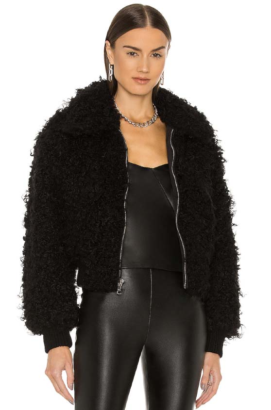 RtA Andes Faux Fur Jacket Black best crop faux fur jackets