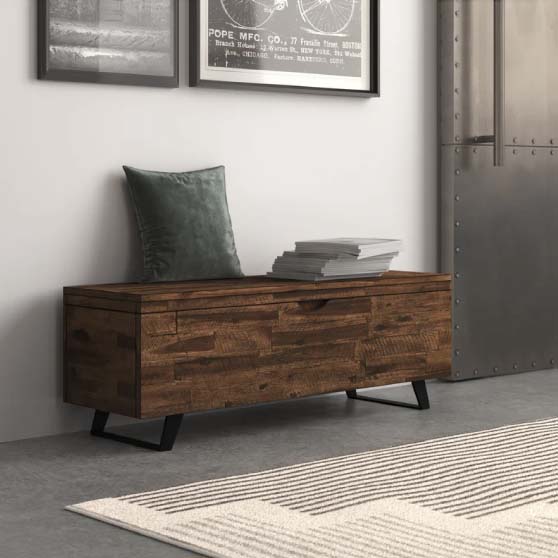 Steelside Coburn Wood Flip Top Storage Bench best wood modern entryway benches