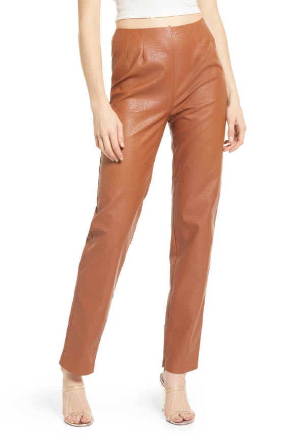 4SI3NNA Indie Faux Leather Pants Brown faux leather pants women