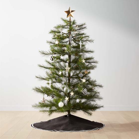 CB2 FAUX NEEDLE PINE LED PRE-LIT TREE 7' best artificial sparse christmas trees