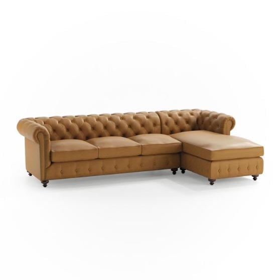 Frontgate Barrow Chesterfield 2-pc. Right Arm Facing Chaise/Sofa Sectional best leather chaise sectionals