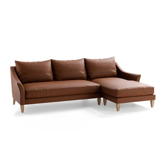 Frontgate Rockford Right-facing Chaise Sectional Chestnut York Performance Leather best leather chaise sectionals