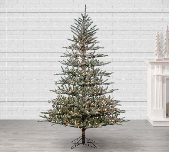 Pottery Barn Artificial Lighted Flocked Scotch Pine Tree With Clear Lights - 7ft best sparse christmas trees