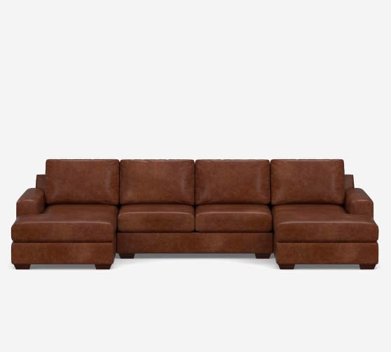 Pottery Barn Big Sur Square Arm Leather U-Shaped Chaise Sectional best leather sectionals