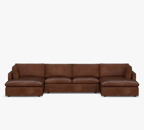 Pottery Barn Bolinas Leather U-Chaise Sectional best leather chaise sectionals