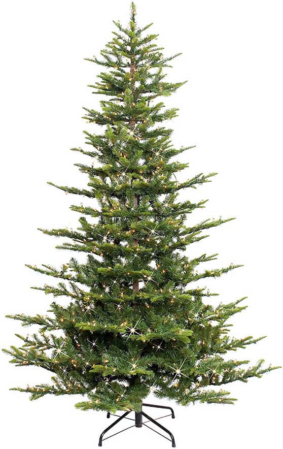 Puleo International 6.5 Foot Pre-Lit Aspen Fir Artificial Christmas Tree with 500 UL Listed Clear Lights, Green best sparse christmas trees