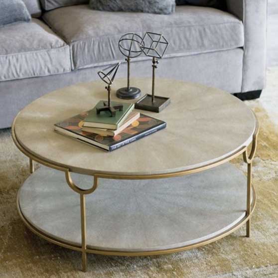 REGINA ANDREW Vogue Round Coffee Table, Ivory/Gray modern round coffee tables