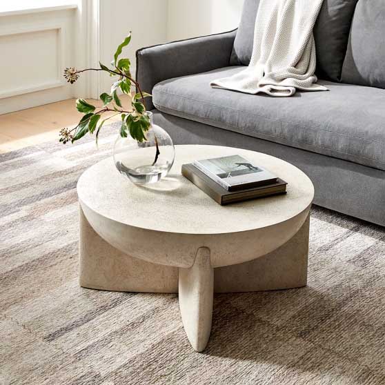 West Elm Monti Lava Stone Coffee Table best modern round coffee tables