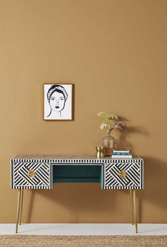 Anthropologie Optical Inlay Desk Black White desks home office