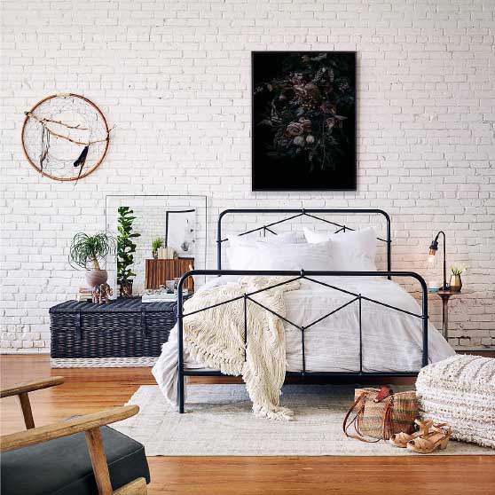 Crate&Barrel Cora Queen Black Iron Bed best iron beds modern