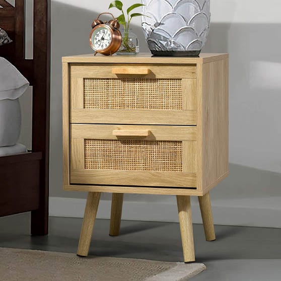 Finnhomy Nightstand Rattan Nightstands