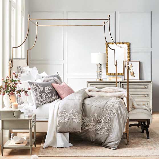 Frontgate Whitby Canopy Bed Brass dark bronze silver best iron beds bedroom