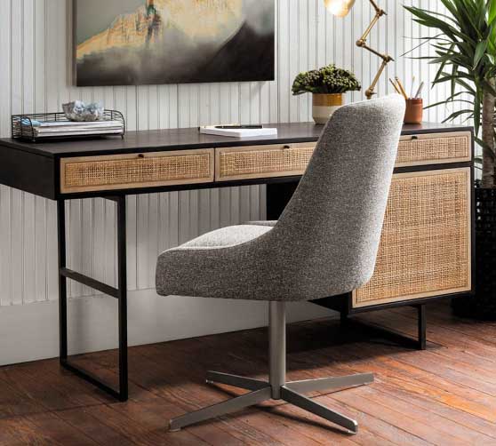 Pottery Barn Dolores 60" Cane Desk with Drawers Black desks best home office