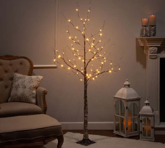 Pottery Barn Light Up LED Wrapped Birch Tree best birch christmas trees