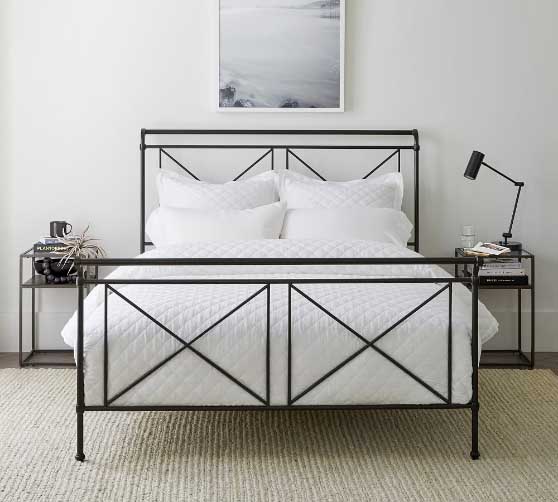 Pottery Barn Loleta Iron Sleigh Bed Black best iron beds