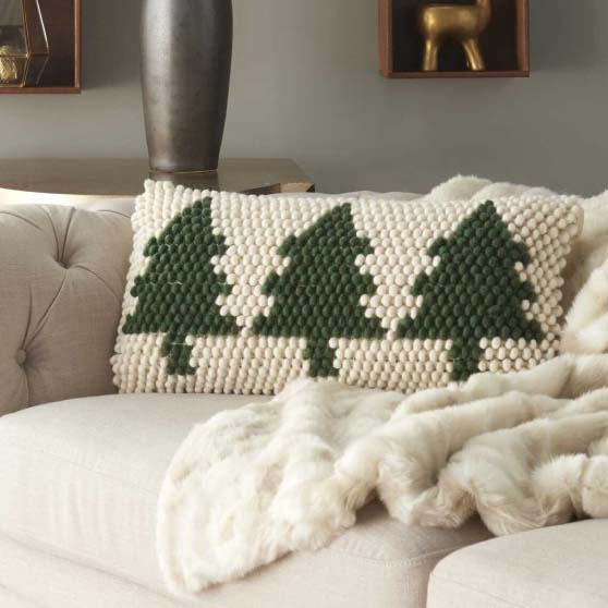 The Holiday Aisle Sturgis Three Christmas Trees Rectangular Pillow Cover & Insert best christmas lumbar throw pillows