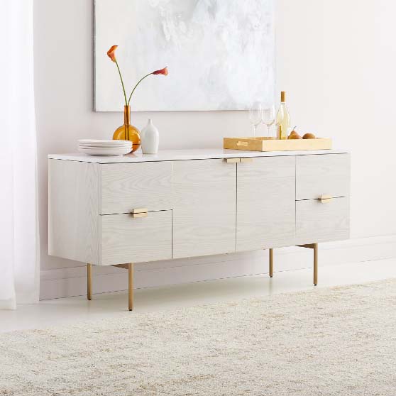 West Elm Delphine Buffet Feather Gray best marble sideboards