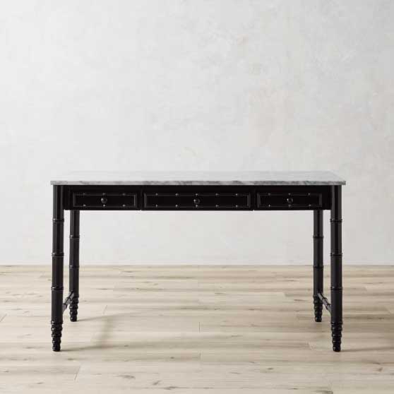 Williams Sonoma Home Hampstead Small Desk Black Carrara Marble Top best black desks