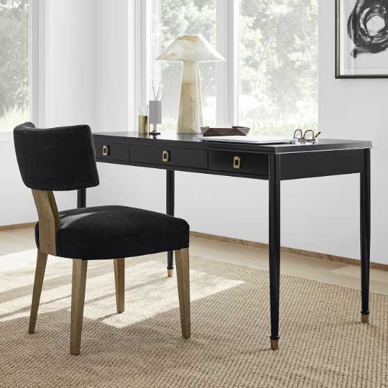 Williams Sonoma Lacourte Writing Desk Ebony black desks home office