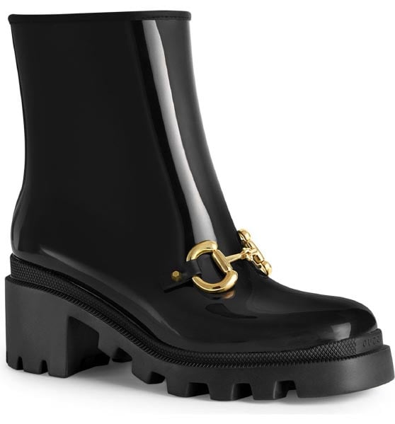 Gucci Trip Horsebit Rain Boot Nero Black best short rain boots