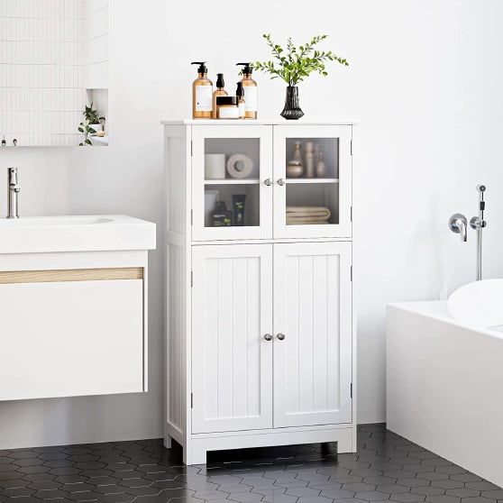 HORSTORS Bathroom Cabinet White best bathroom linen cabinets