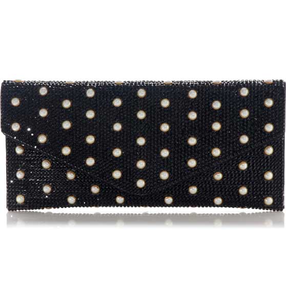 Judith Leiber Couture Beaded Envelope Clutch Champagne Jet Mix best embellished handbags