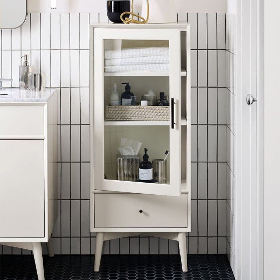 West Elm Mid-Century Bathroom Pharmacy Cabinet - White best bathroom linen cabinets