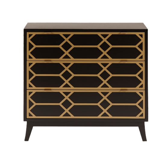 Etta Avenue Estelle 34'' Tall 3 - Drawer Accent Chest black gold dressers