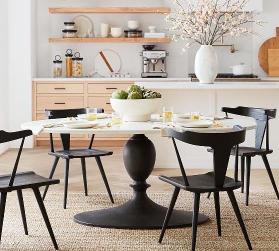 Pottery Barn Chapman Oval Marble Pedestal Dining Table best round marble dining tables