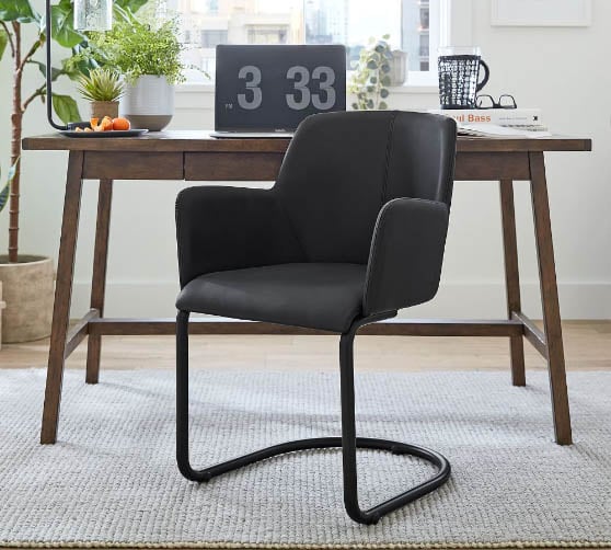 Pottery Barn Craig Leather Desk Chair Black best modern leather desk chairs