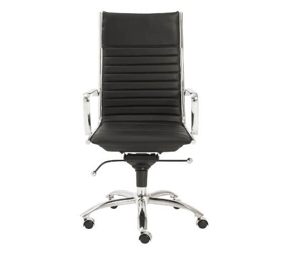 Pottery Barn Fowler High Back Swivel Desk Chair Black modern leather desk chairs