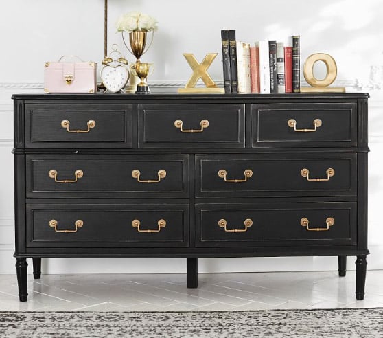 Pottery Barn Kids Rosalie Extra-Wide Dresser Black Gold dressers