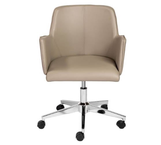 Pottery Barn Leo Faux Leather Swivel Desk Chair Taupe best modern faux leather desk chairs